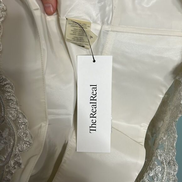 ALICE+OLIVIA Rora Lace Overlay Pouf Mini Cocktail dress in Ivory - Picture 8 of 12